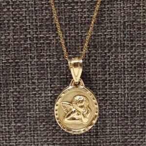 14k gold double sided Raphael angel necklace